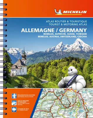 Allemagne, Benelux, Autriche, Suisse, Tchéquie : atlas routier et touristique. Germany, Benelux, Aus