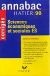 Sciences économiques et sociales Terminales ES corrigés 1998