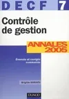 DECF, annales 2005, 7, DECF n°7 Contrôle de gestion 2005, DECF 7, annales 2005