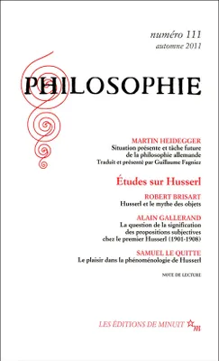 Philosophie 111, Etudes sur Husserl