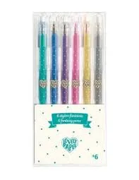 6 stylos gel pailletés