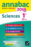 Annales Annabac 2018 Sciences 1re ES, L, sujets et corrigés du bac Première ES, L