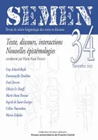 Semen, n° 34/2012, Texte, discours, interactions – Nouvelles épistémologies