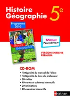 Histoire - Géographie - 5e - 2010 - manuel numérique enrichi - CD ROM - tarif Npn adoptant