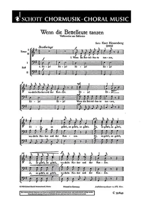 Wenn die Bettelleute tanzen, (Schlesien). men's choir (TTBB). Partition de chœur.