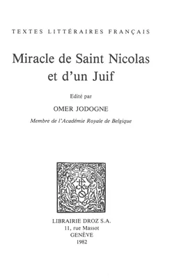 Miracle de Saint Nicolas et d'un Juif