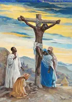La Crucifixion  (Jn 19,25), Carte simple Vie de Jésus Mafa