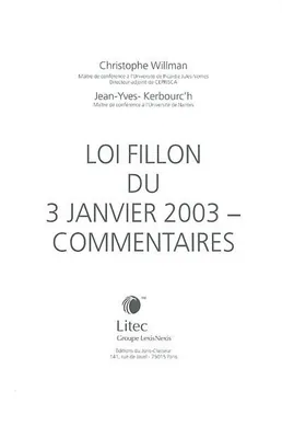 LOI FILLON DU 3 JANVIER 2003 - COMMENTAIRES