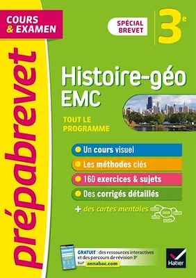 Prépabrevet Histoire-Géographie EMC 3e - Brevet 2024, cours, méthodes et entraînement