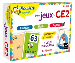 Mes jeux du CE2 en français, maths, anglais, 8 jeux éducatifs - 120 cartes